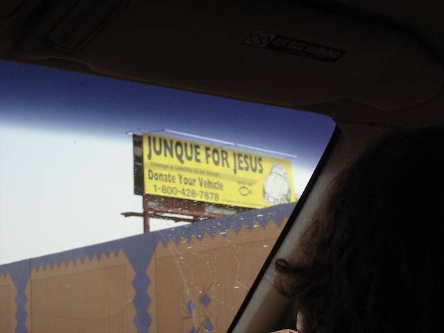 Image of Junque 
for Jesus Sign